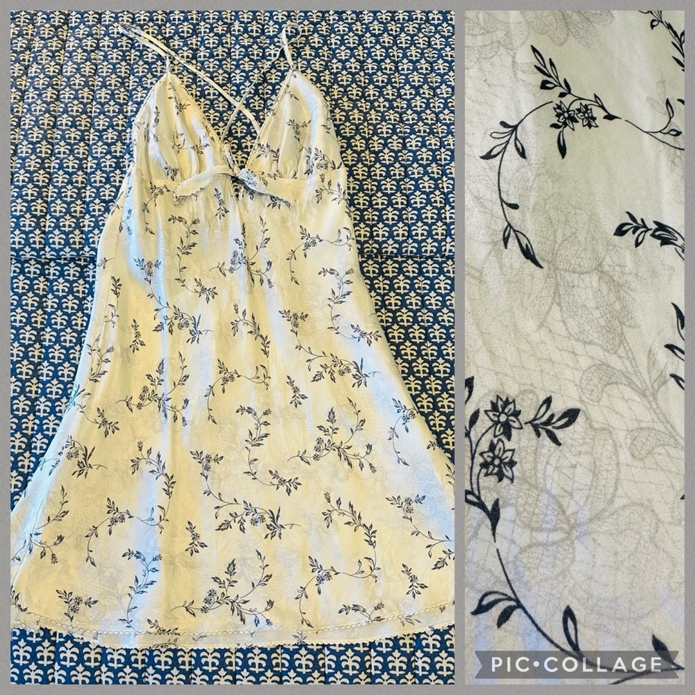Victoria's Secret Cream and Black Floral Chemise